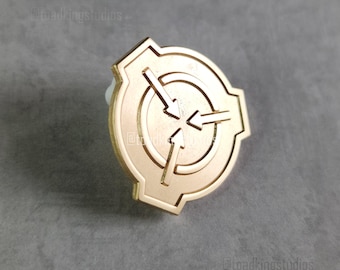 Matte Gold SCP Logo Pin 1-inch - Foundation Site Director Metal Service Symbol
