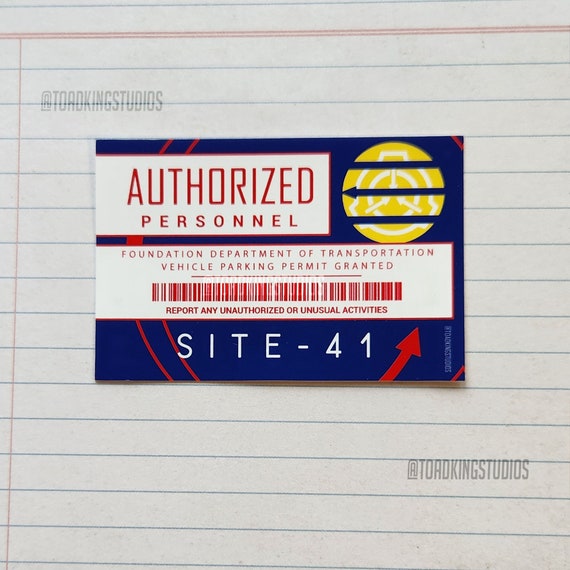 Site-41 Personnel Parking Permit Window Cling 3-inch - Blue and