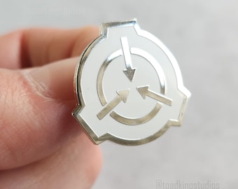 Silver SCP Logo with White Enamel 1-inch Pin - Foundation Symbol