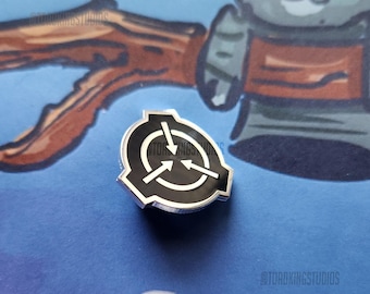SCP Logo Black & Silver 1-inch Enamel Pin - Classic Foundation Symbol