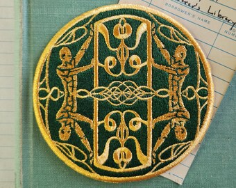 Iron-on 4-inch Wanderer's Library Crest Gold & Green Logo Patch - Foundation Cosplay