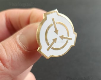 Gold SCP Logo 1-inch Pin - White Enamel Foundation Symbol