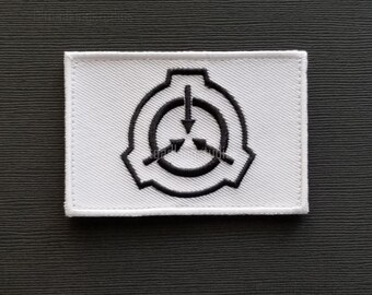 SCP Logo Rectangle Hook Back White 3-inch Patch - Foundation Personnel MTF Cosplay Gear