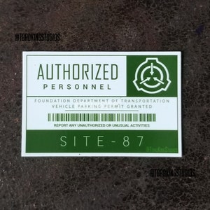 Site-87 Parking Permit - Vinyl Static Cling - SCP Foundation