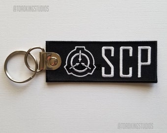 Black SCP Embroidered Keychain, 4-inch