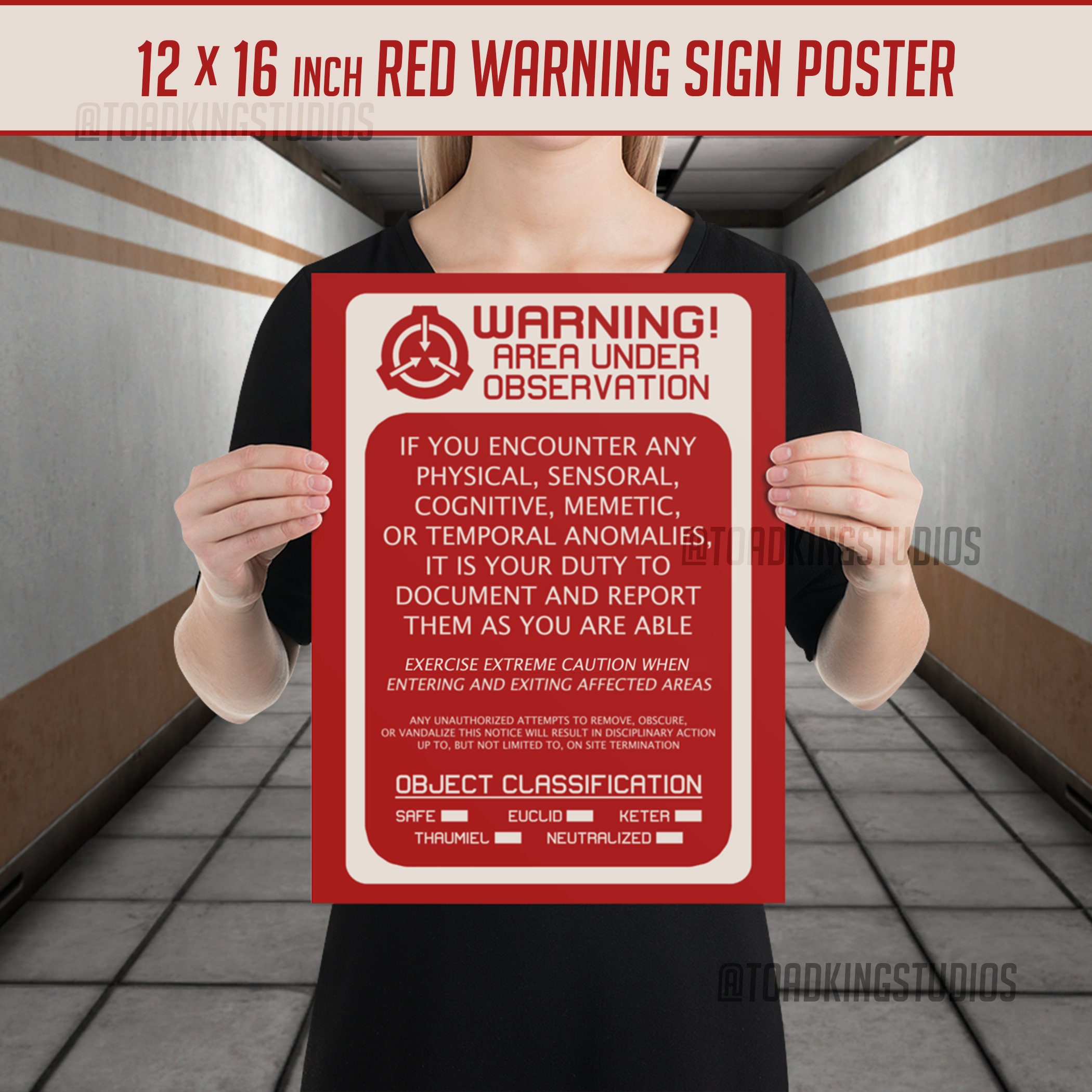 RED Warning Sign SCP Foundation Poster POD Anomalous 