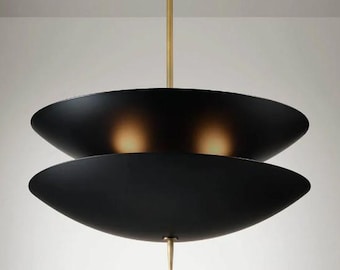1950er Jahre Handgefertigte Messing Scheiben Deckenleuchte: Mid Century Sputnik Kronleuchter