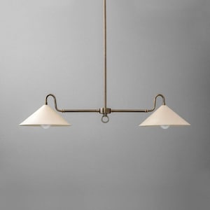 Brass Linear Chandelier – Modern Dining Room Light Fixture – Minimalist Kitchen Island Lighting