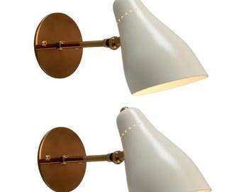 Mid Century Modern Brass Wall Sconce - Minimalist Light Fixture