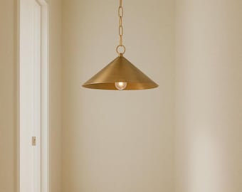 Modern Brass Pendant Light | Minimal Hanging Ceiling Lamp | Kitchen Island & Dining Room Lighting