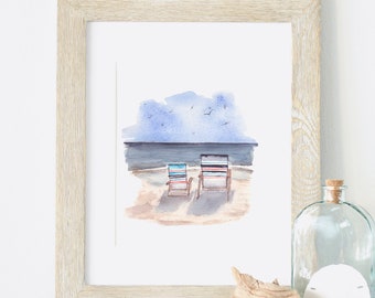 Beach Chairs, fine-art print  8x10 & 5x7 wall art, coastal decor, beach art, summer wall art, beach house decor