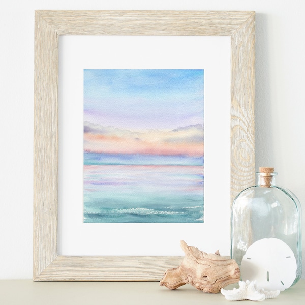 Pastel Sunrise, fine-art print  8x10 & 5x7 wall art, ocean art, beach house decor