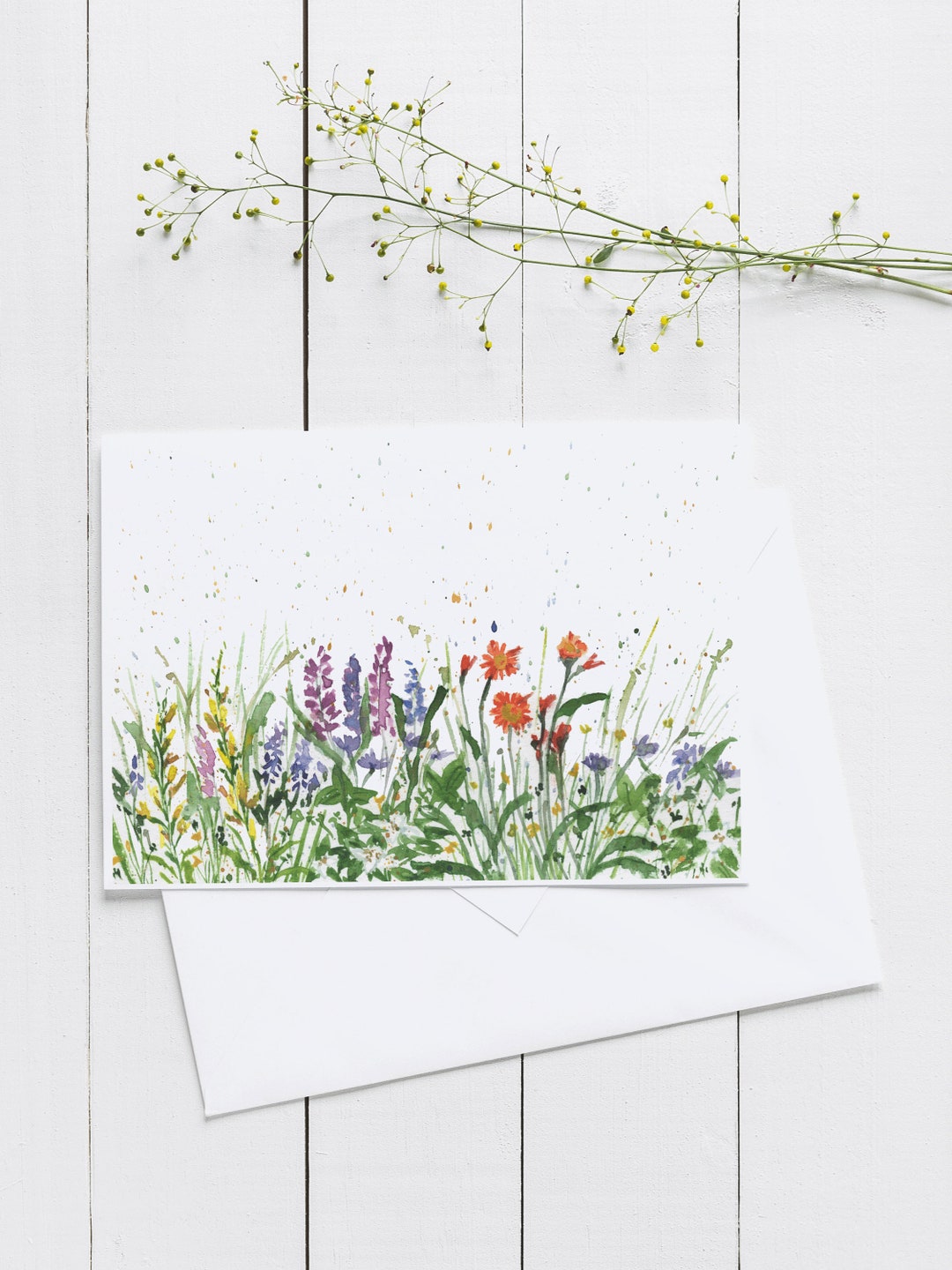 Watercolor Wildflower Folded Greeting Card 5x7 In, Blank Greeting Card ...