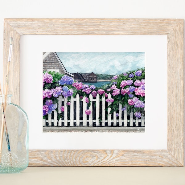 Hydrangeas by the Sea!  8x10 & 5x7 Print, art print,  wall art, coastal home decor,  Hydrangea art