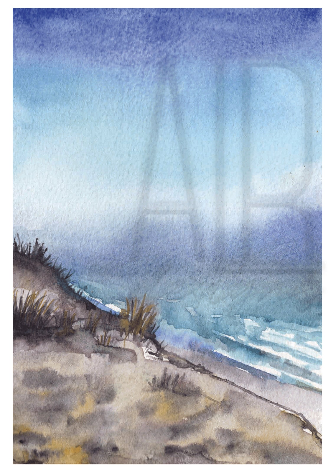 Watercolor Beach Greeting Card 5x7 in Blank Greeting Card Etsy