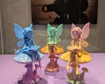 Set med 3 skogsälvfigurer | 3D-utskrivna skogsälvfigurer | Förtrollad heminredning