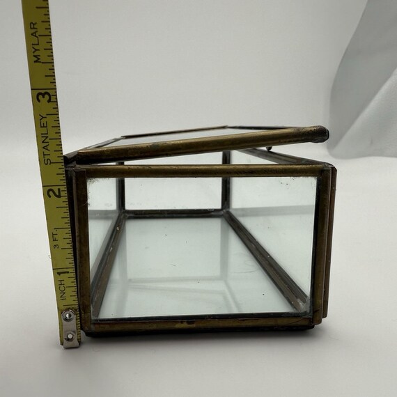 Rectangular Clear Glass Box Aged Brass Display Tr… - image 15