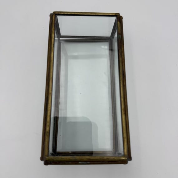 Rectangular Clear Glass Box Aged Brass Display Tr… - image 11