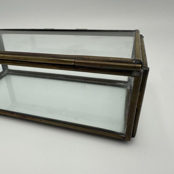 Rectangular Clear Glass Box Aged Brass Display Tr… - image 7