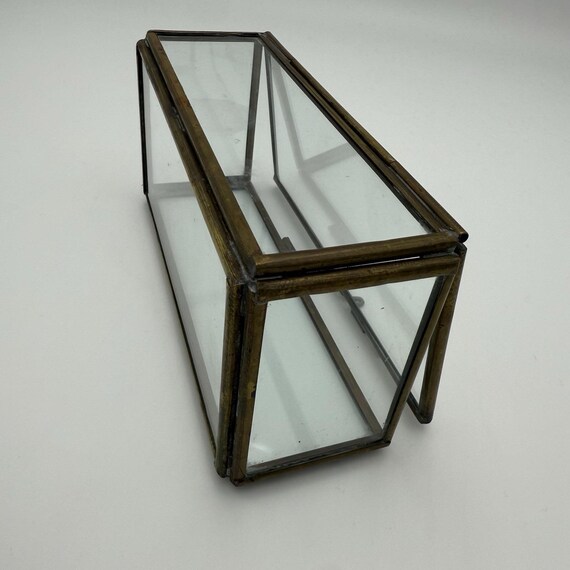 Rectangular Clear Glass Box Aged Brass Display Tr… - image 12
