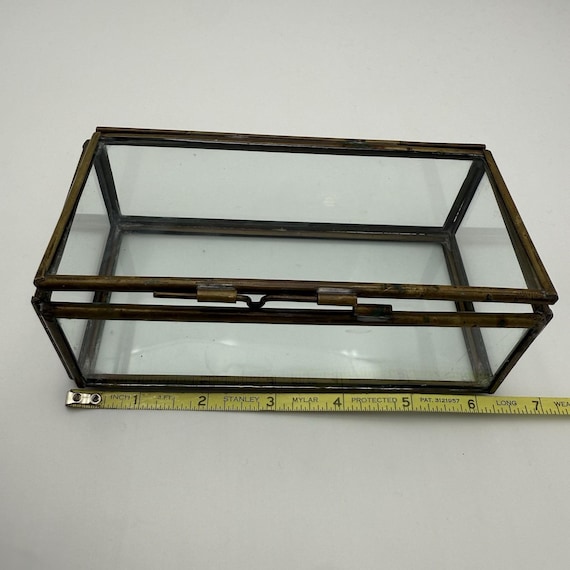 Rectangular Clear Glass Box Aged Brass Display Tr… - image 13