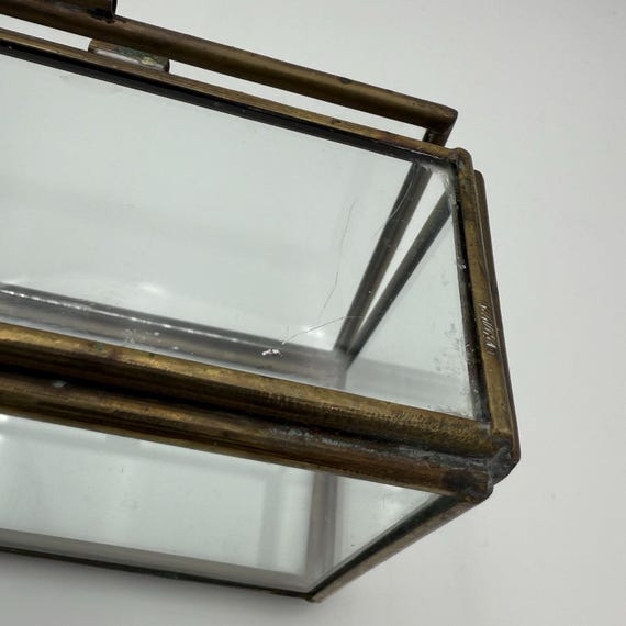 Rectangular Clear Glass Box Aged Brass Display Tr… - image 10