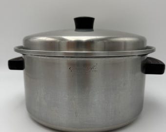 Vtg Lustre Craft Stainless Steel Stock Pot 6 Qt 18-8 3 PLY Dutch Oven W/ Lid
