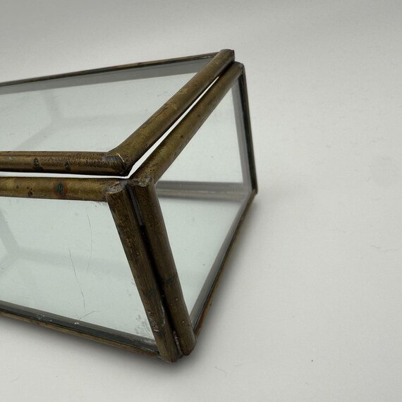 Rectangular Clear Glass Box Aged Brass Display Tr… - image 5