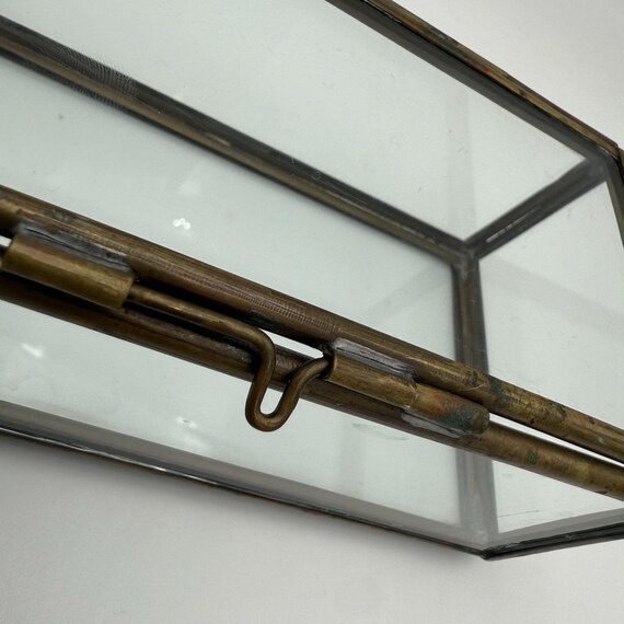 Rectangular Clear Glass Box Aged Brass Display Tr… - image 4