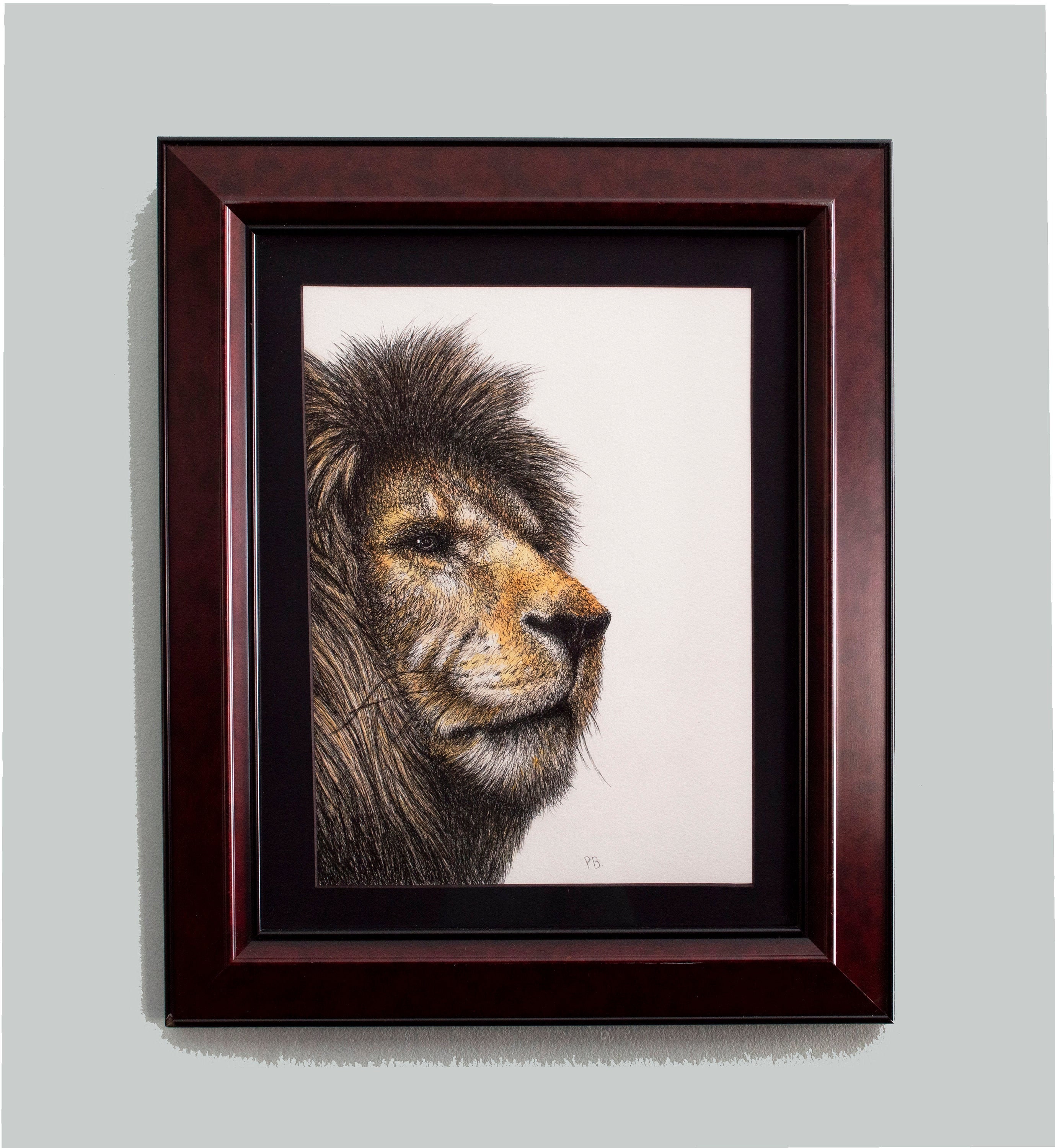 Majesty Unveiled - Portrait of a Lion - Original Drawing - Pen, Ink ...