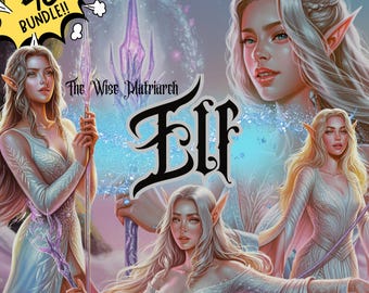 46 The Wise Matriarch Elf Clipart: Fantasy, Fairytale Digital Art PNG Illustration