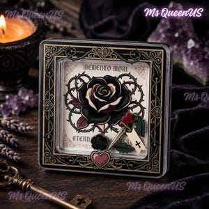 Memento Mori Black Rose Shaker Phone Grip | Dark Romance Gothic Phone Holder | Macabre BookTok Reader Gift | Vampire Kindle Accessory