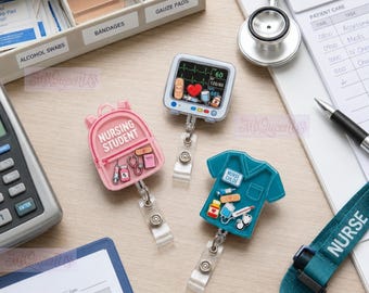 Custom Name Shaker Badge Reel, Personalized Scrub Top ID Holder, Nursing Student Backpack Clip, EKG Monitor Credential Display, Nurse Gift