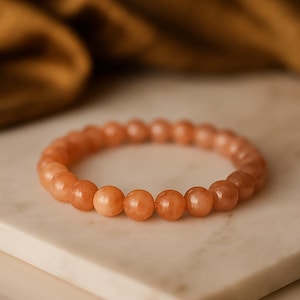 Natural Sunstone Bracelet | Crystal Jewelry for Joy, Positivity & Leadership | Handmade Healing Gemstone