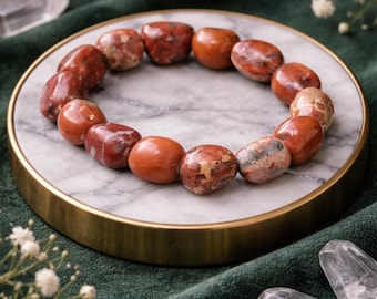 Pure Red Jasper Bracelet for Strength, Grounding & Emotional Stability | Natural Healing Crystal Jewelry