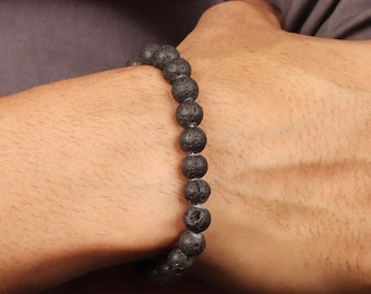 Lava Stone Bracelet for Grounding Strength  Protection