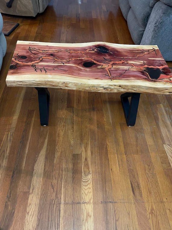 Fractal Burned Live Edge Coffee Table - Etsy