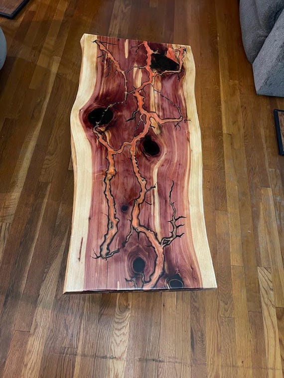 Fractal Burned Live Edge Coffee Table - Etsy