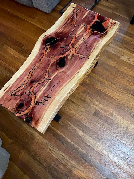 Fractal Burned Live Edge Coffee Table - Etsy