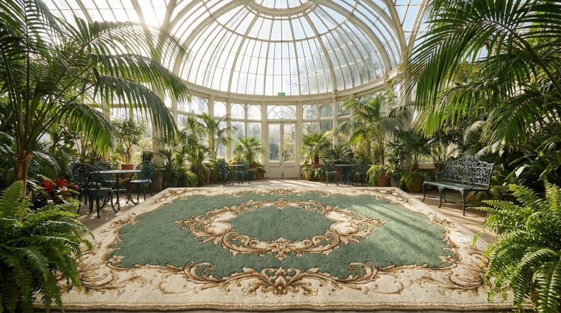 Handmade Aubusson Wool Rug – Vintage French Floral Medallion Carpet ...