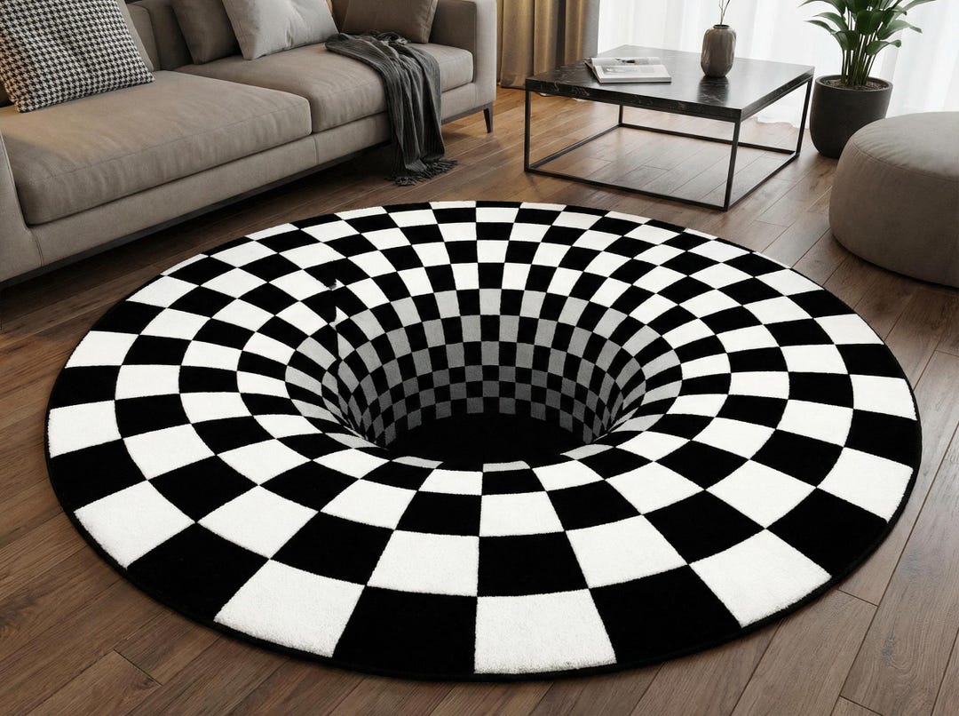 Fake Abyss Rug Black Hole 3D Area Rug, Optical Illusion Decor, Abstract Rug ...