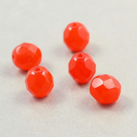 Orange Glass Beads 8mm Oval Beads Czech Glass Neon Five Etsy