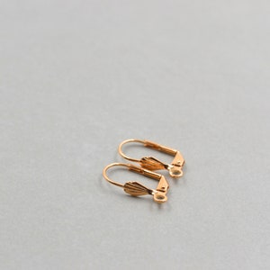 Copper Lever Back Ear Wires, Copper Shell Lever Backs - 1 Pair