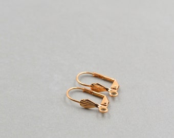 Copper Lever Back Ear Wires, Copper Shell Lever Backs - 1 Pair