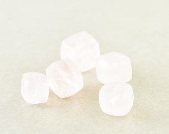 Rose Quartz Square Beads, Cube Beads, Pink Beads, Five