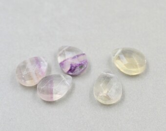 Fluorite Faceted Pear Stones, Vitreous, Purple Clear Cloudy, One