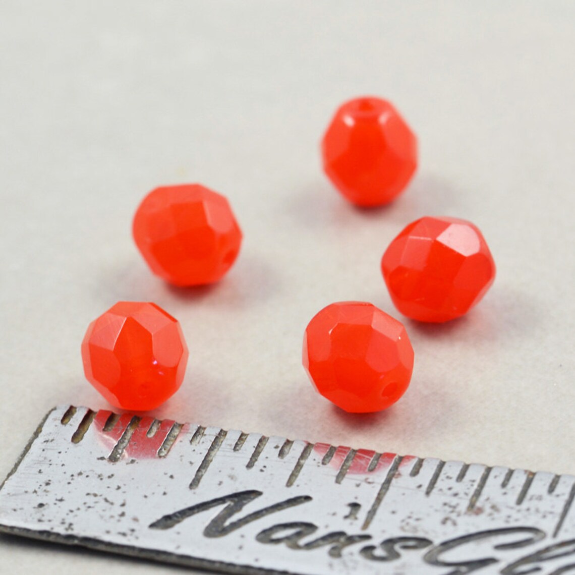 Orange Glass Beads, 8mm Oval Beads, Czech Glass, Neon, Five Etsy