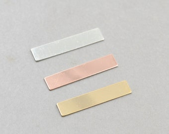 Gold Filled, Rose Gold Filled or Sterling Silver Blank Bars, 22 Gauge, No holes