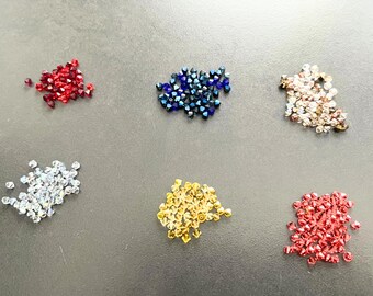 Swarovski 4mm Bicone Crystal Mix, Lot of 50, Red, Yellow, Lilac, Neutral, Dark Blue, Coral