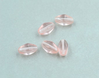 Peach Pink Blush Glass Beads, Glass Barrel, 12mm Barrel Beads, Five